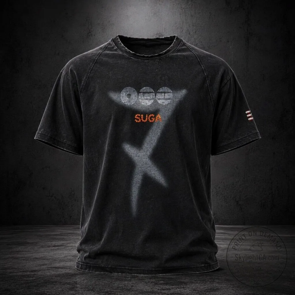 Suga BTS Arirang Pop Up Black Washed Cotton Short Sleeve T-Shirt
